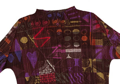 PLEATS PLEASE Multi-Pattern Pleated Top Brown Size 3