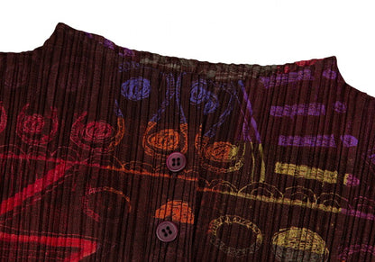 PLEATS PLEASE Multi-Pattern Pleated Top Brown Size 3