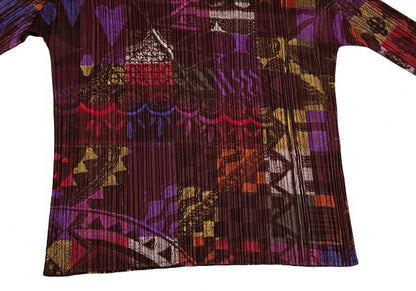 PLEATS PLEASE Multi-Pattern Pleated Top Brown Size 3
