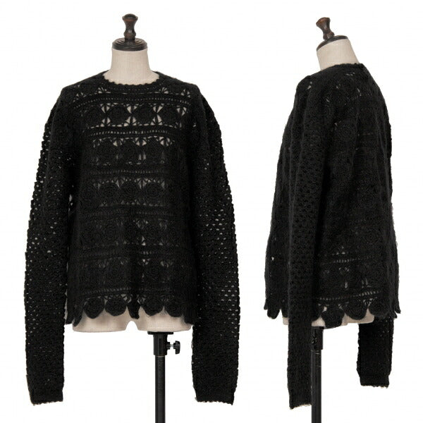 ISSEY MIYAKE I.S. Wool Flower Knit Sweater Black Size M