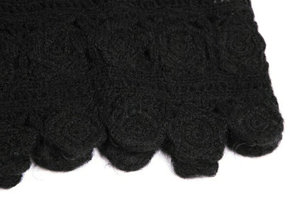 ISSEY MIYAKE I.S. Wool Flower Knit Sweater Black Size M