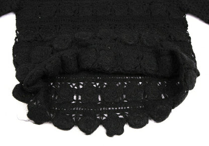 ISSEY MIYAKE I.S. Wool Flower Knit Sweater Black Size M