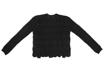 ISSEY MIYAKE I.S. Wool Flower Knit Sweater Black Size M