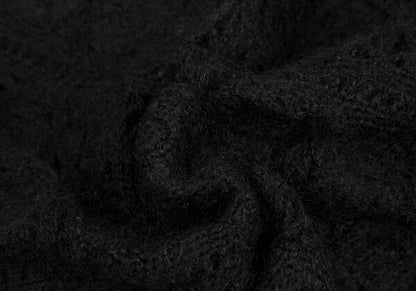 ISSEY MIYAKE I.S. Wool Flower Knit Sweater Black Size M