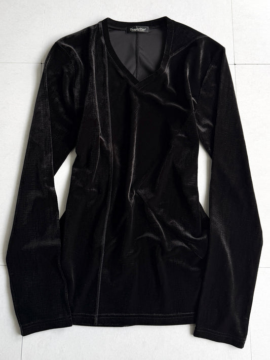 Tornado Mart Velvet V-Neck Long Sleeve Shirt Size L