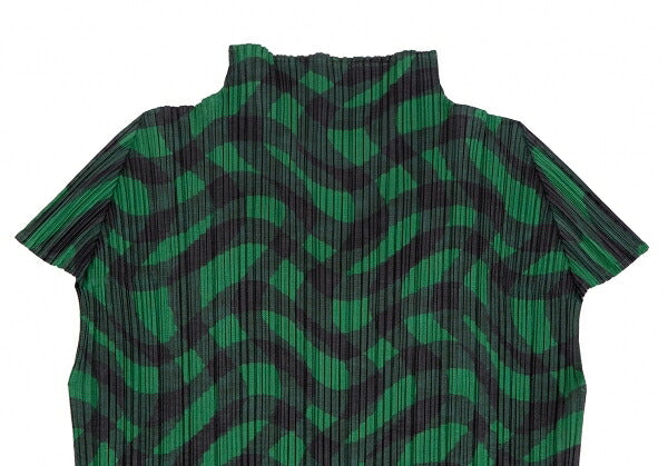 PLEATS PLEASE Pleated Weaving Check Green Black Dress Size 2