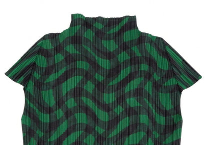 PLEATS PLEASE Pleated Weaving Check Green Black Dress Size 2
