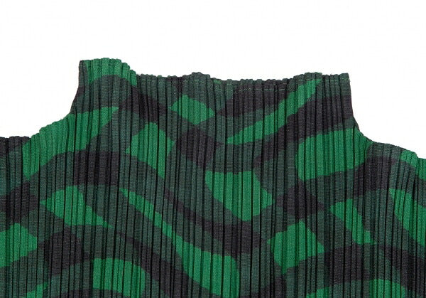 PLEATS PLEASE Pleated Weaving Check Green Black Dress Size 2
