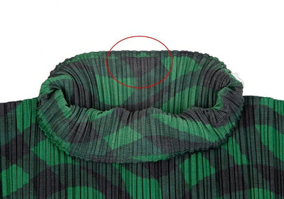 PLEATS PLEASE Pleated Weaving Check Green Black Dress Size 2