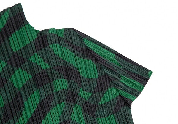 PLEATS PLEASE Pleated Weaving Check Green Black Dress Size 2