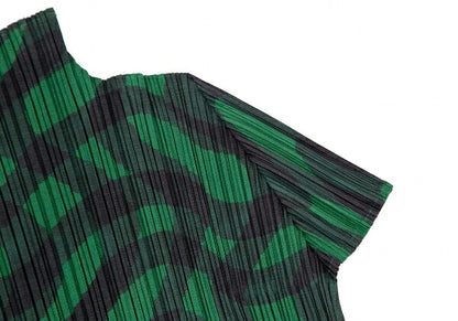 PLEATS PLEASE Pleated Weaving Check Green Black Dress Size 2