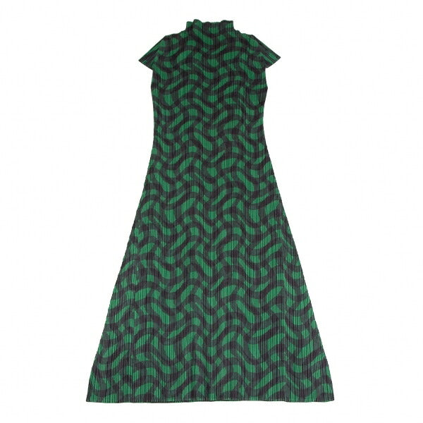 PLEATS PLEASE Pleated Weaving Check Green Black Dress Size 2