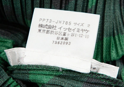 PLEATS PLEASE Pleated Weaving Check Green Black Dress Size 2