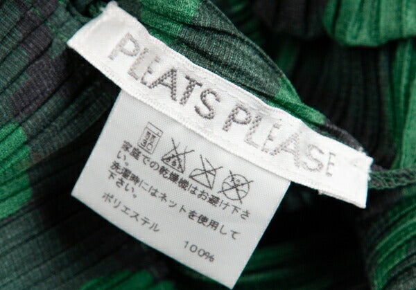 PLEATS PLEASE Pleated Weaving Check Green Black Dress Size 2