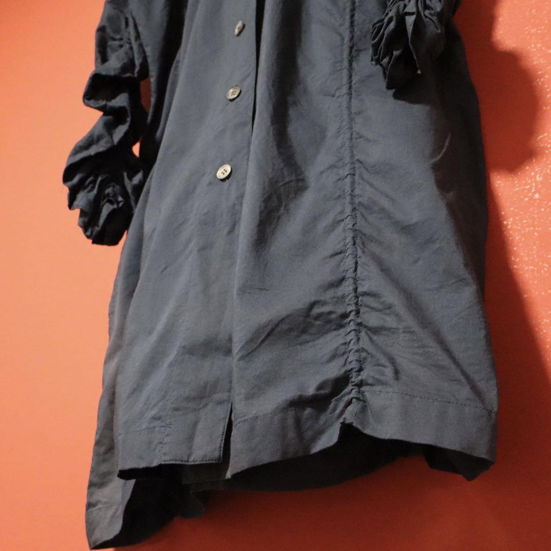 Issey Miyake Blue Asymmetric Cotton Shirt Coat Size 2