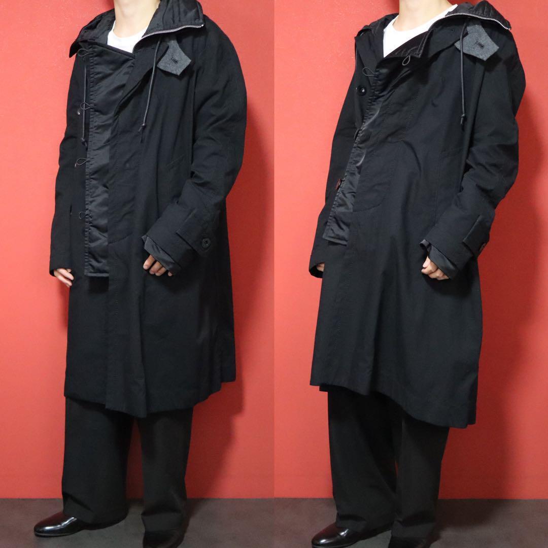 Sacai 21SS Hooded Mixed Button Panelled Oxford Coat Size 3