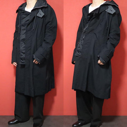 Sacai 21SS Hooded Mixed Button Panelled Oxford Coat Size 3