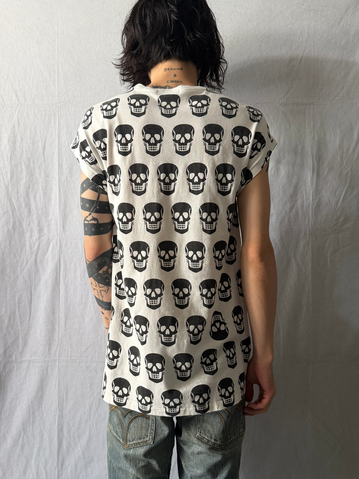 HYSTERIC GLAMOUR Skull Panel Tee Cotton Size FREE