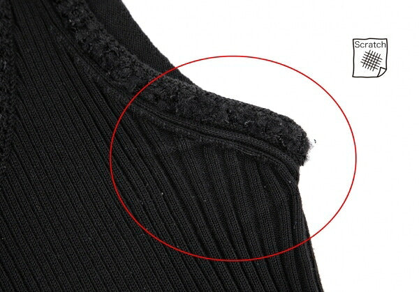 CHANEL Stretch Cotton Rib Tank Top Black Size 36