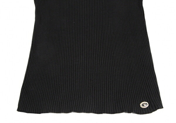 CHANEL Stretch Cotton Rib Tank Top Black Size 36