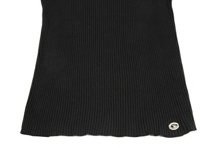 CHANEL Stretch Cotton Rib Tank Top Black Size 36