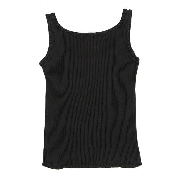 CHANEL Stretch Cotton Rib Tank Top Black Size 36