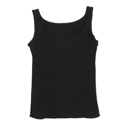 CHANEL Stretch Cotton Rib Tank Top Black Size 36
