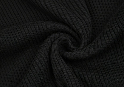 CHANEL Stretch Cotton Rib Tank Top Black Size 36