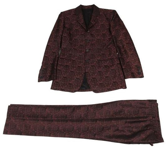 Jean Paul GAULTIER HOMME Silk Damask Jacquard Suit Wine Red