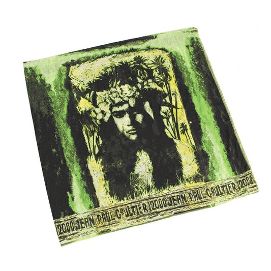 Jean Paul GAULTIER HOMME Hula Girl Print Large Green Black Stole