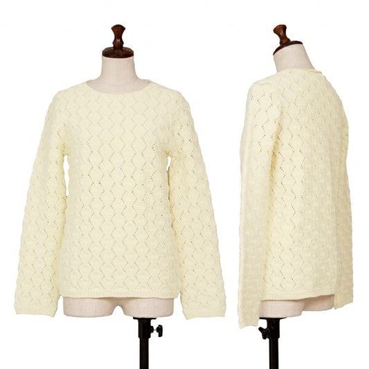 COMME des GARCONS Wool Crochet Knit Sweater Cream Size XS