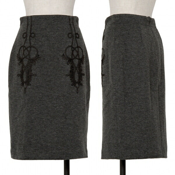 Jean Paul GAULTIER FEMME Embroidered Wool Skirt Gray Size 40