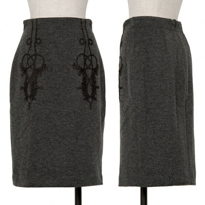 Jean Paul GAULTIER FEMME Embroidered Wool Skirt Gray Size 40