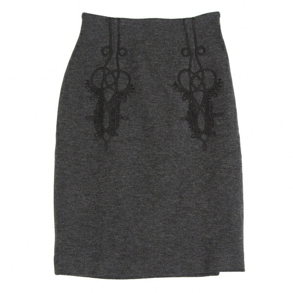 Jean Paul GAULTIER FEMME Embroidered Wool Skirt Gray Size 40