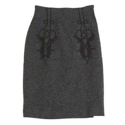 Jean Paul GAULTIER FEMME Embroidered Wool Skirt Gray Size 40