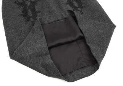 Jean Paul GAULTIER FEMME Embroidered Wool Skirt Gray Size 40