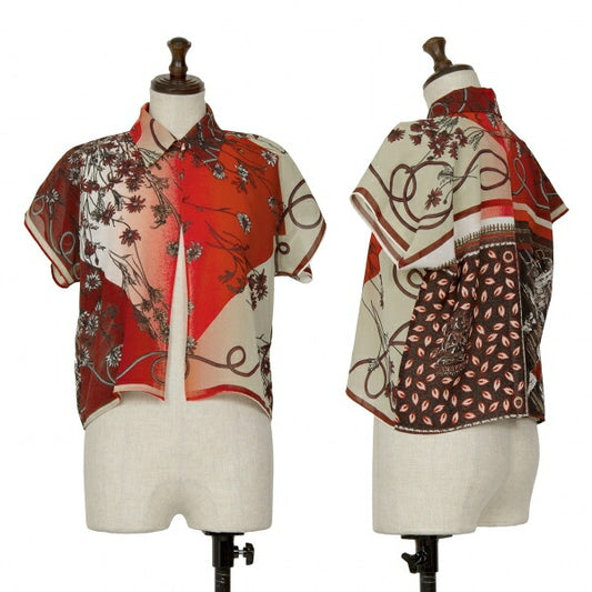 Jean Paul GAULTIER FEMME Scarf Print Shirt Red Size 40