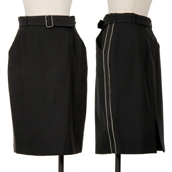 Jean Paul GAULTIER FEMME Piping Belted Skirt Black Size 40
