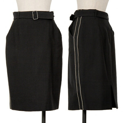 Jean Paul GAULTIER FEMME Piping Belted Skirt Black Size 40