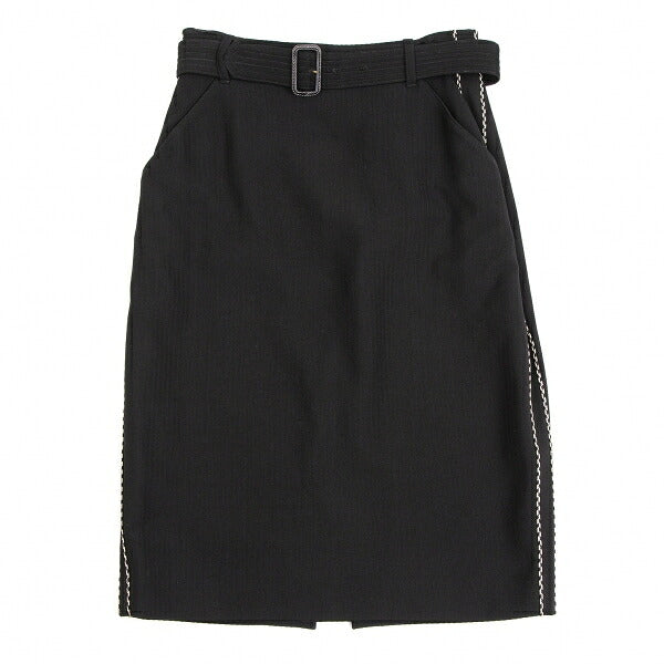 Jean Paul GAULTIER FEMME Piping Belted Skirt Black Size 40