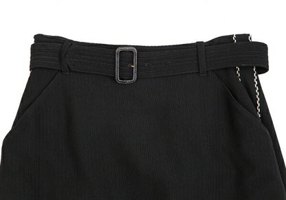 Jean Paul GAULTIER FEMME Piping Belted Skirt Black Size 40