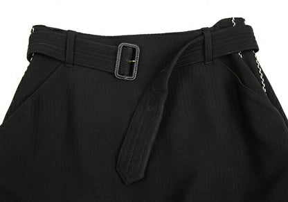 Jean Paul GAULTIER FEMME Piping Belted Skirt Black Size 40