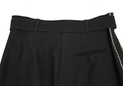Jean Paul GAULTIER FEMME Piping Belted Skirt Black Size 40