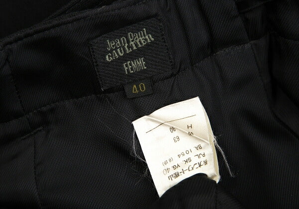 Jean Paul GAULTIER FEMME Piping Belted Skirt Black Size 40