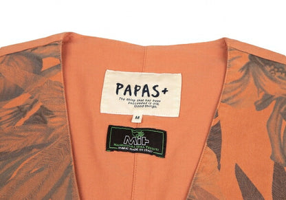 Papas Dark Palm Print Cotton Vest Orange Size M