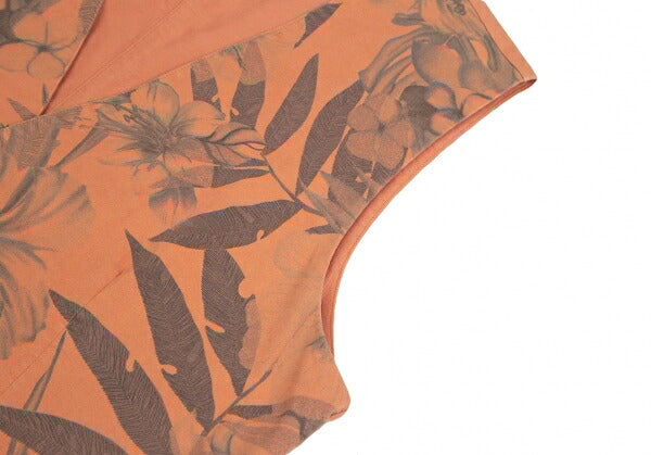 Papas Dark Palm Print Cotton Vest Orange Size M