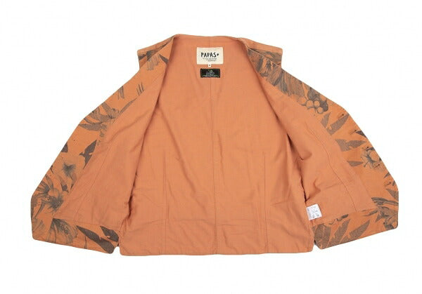 Papas Dark Palm Print Cotton Vest Orange Size M