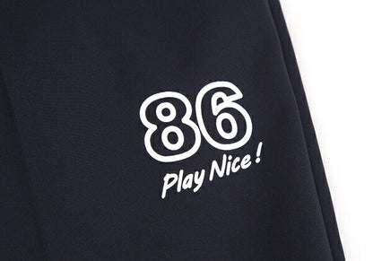 Papas Poly Numbering Tapered Pants Navy Size LL
