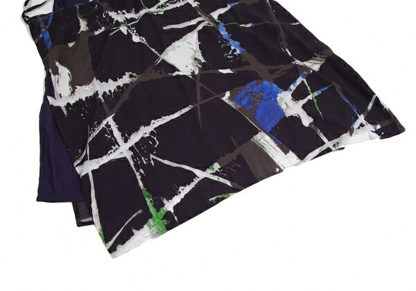 Y's Front Layered Rayon Tank Top Black Blue Green Size 1