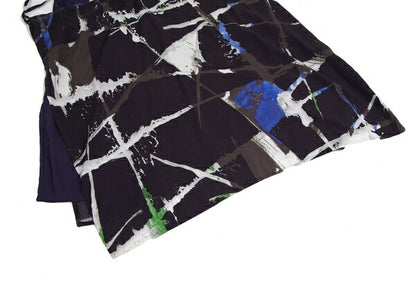 Y's Front Layered Rayon Tank Top Black Blue Green Size 1